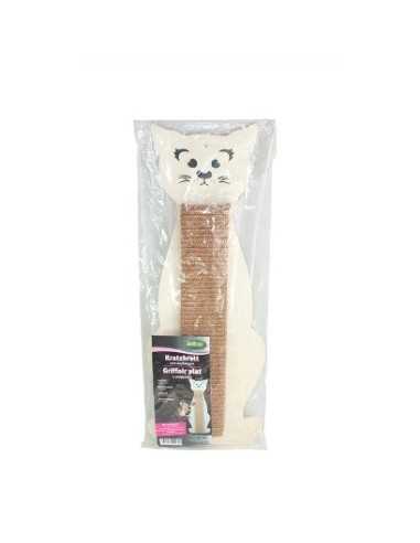 Raspador de gato em forma de gato para pendurar.