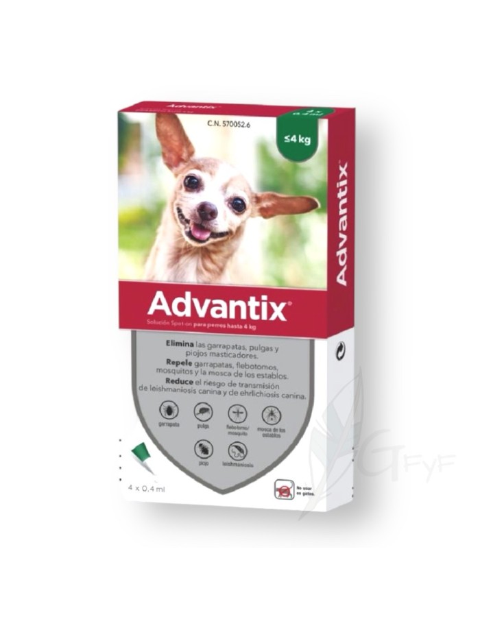 Advantix pipeta antiparasitaria menos de 4Kg