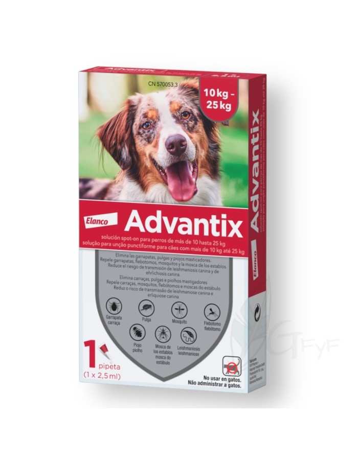 Advantix Pipeta Antiparasitaria Monodosis de 10Kg-25kg Elanco